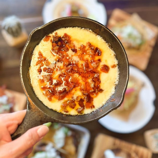 Queso fundido with chorizo.